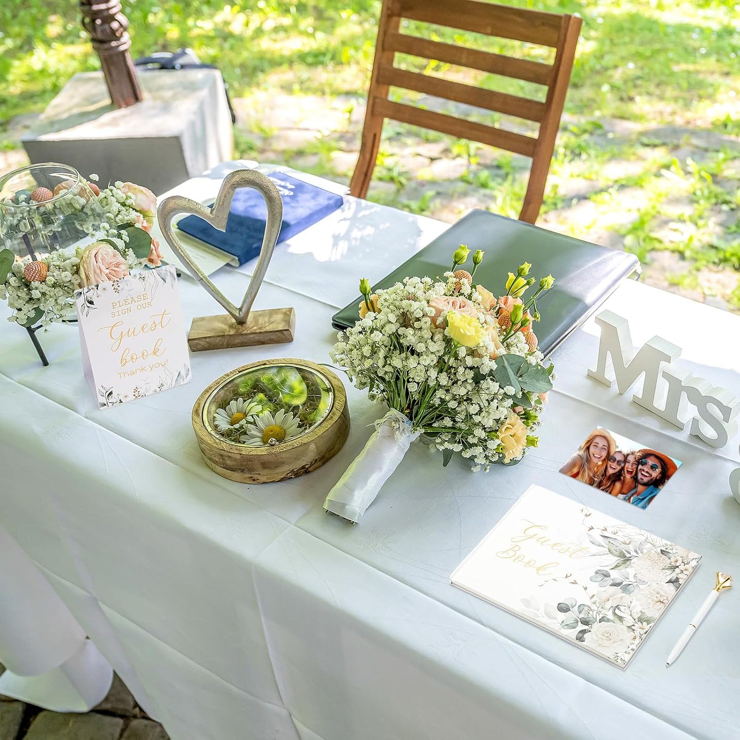 Wedding Guest Book Personalized Photo Guestbook to Sign at Reception Wedding Guest Sign in Book Photo Album Hard Cover 88 Lined Pages for Baby Shower Birthday Anniversary Party(Greenery)