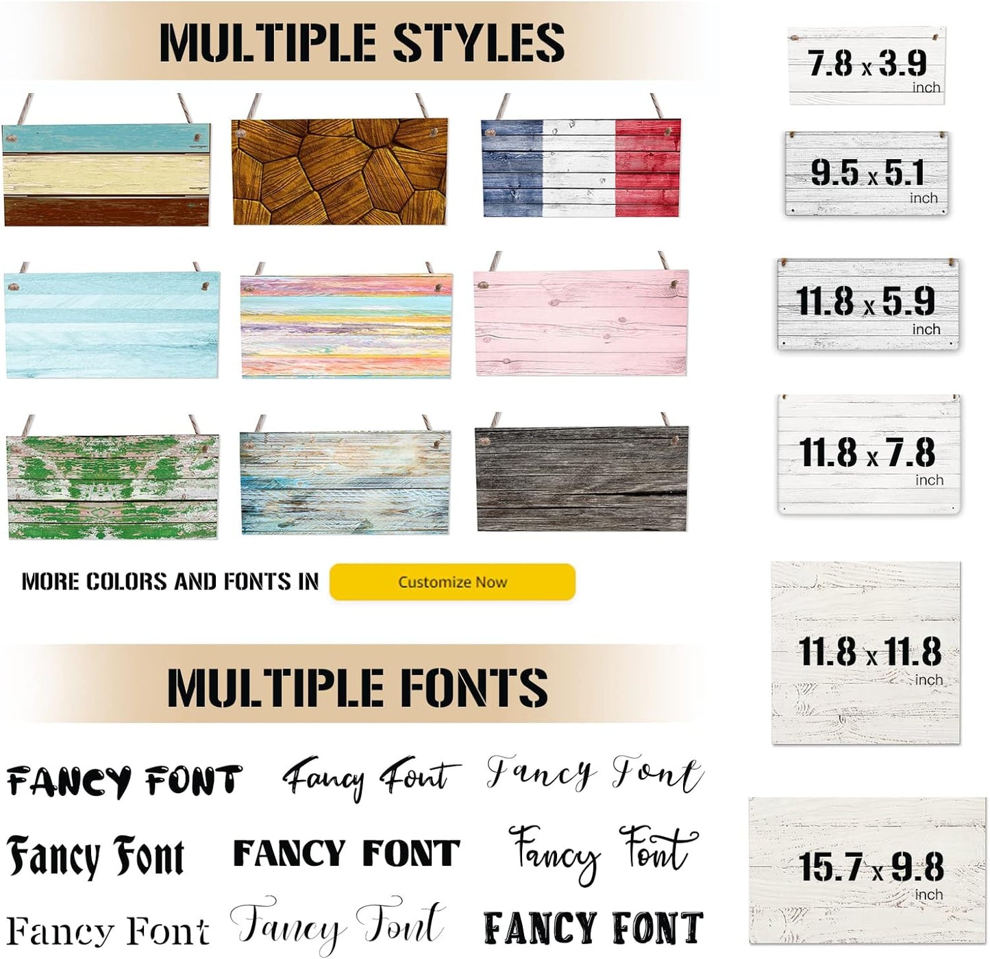 Custom Hanging Wood Sign, Personalized Text Door Sign Plaque, Customized Wall Sign, Customizable Wood Board with Hanging String for Home Decor, Store, Farm 7.8x3.9 inch