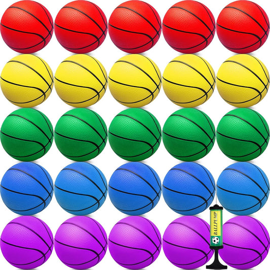 30Pcs 7" Mini Basketballs Balls Bulk, PVC Small Basketball for Over The Door Basketball Hoop Games Party Favors Indoor Outdoor Play Adults Kids Pool Beach Colorful