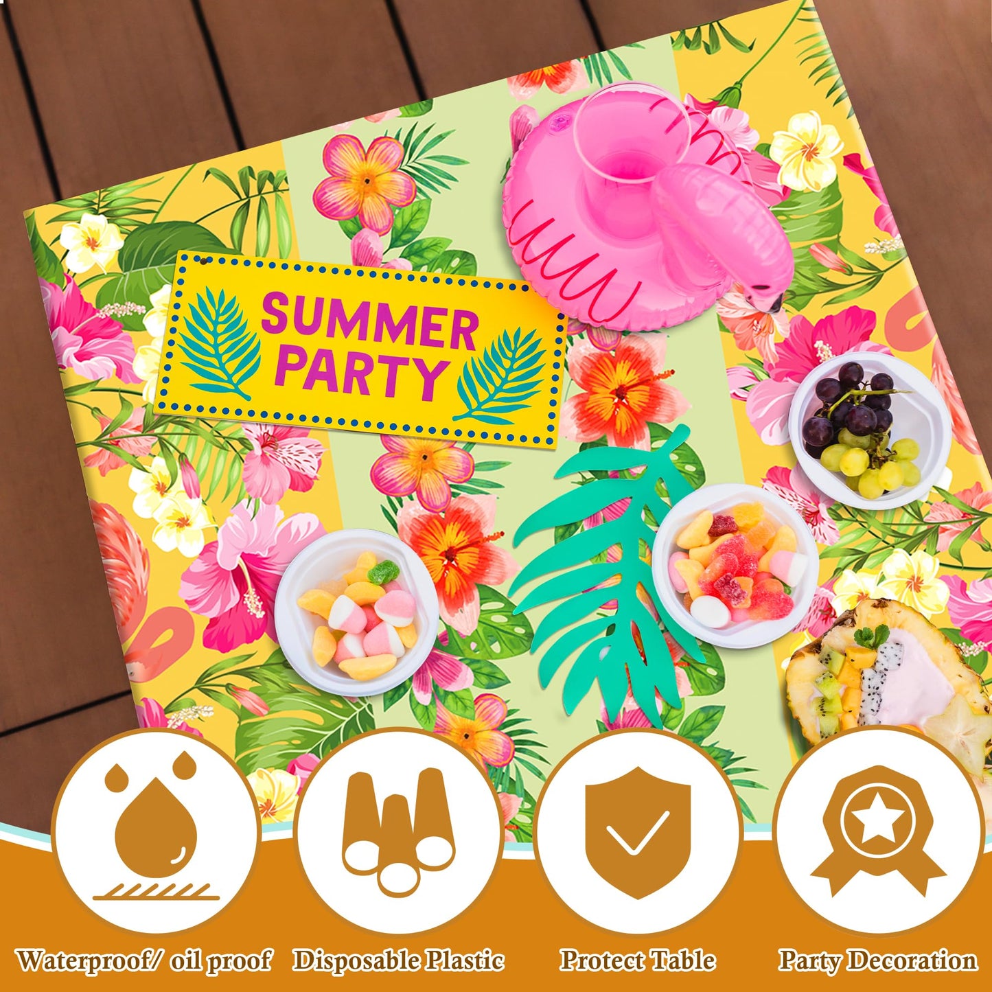 OHOME 2 Pack Luau Party Decorations - Plastic Tablecloth for Hawaiian Theme Party Decorations |