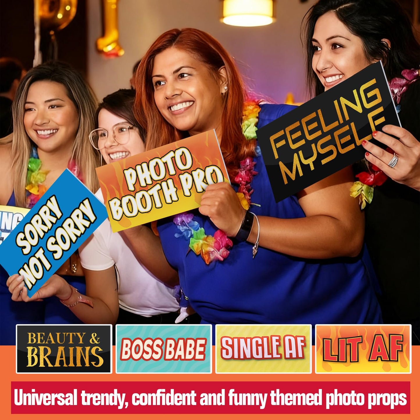 24 Designs Funny Photo Booth Props Sign Decor Double Sided Photobooth Accessoires 11x5.5 Inch Props