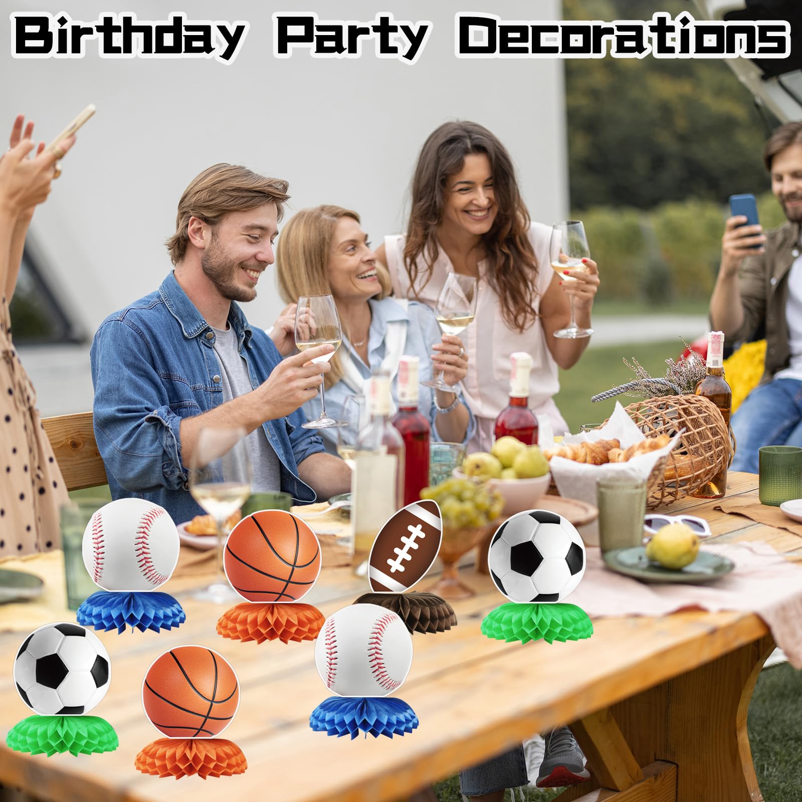 12Pcs Sports Birthday Party Decorations, Sports Theme Party Supplies Sports Party Decor, Sports