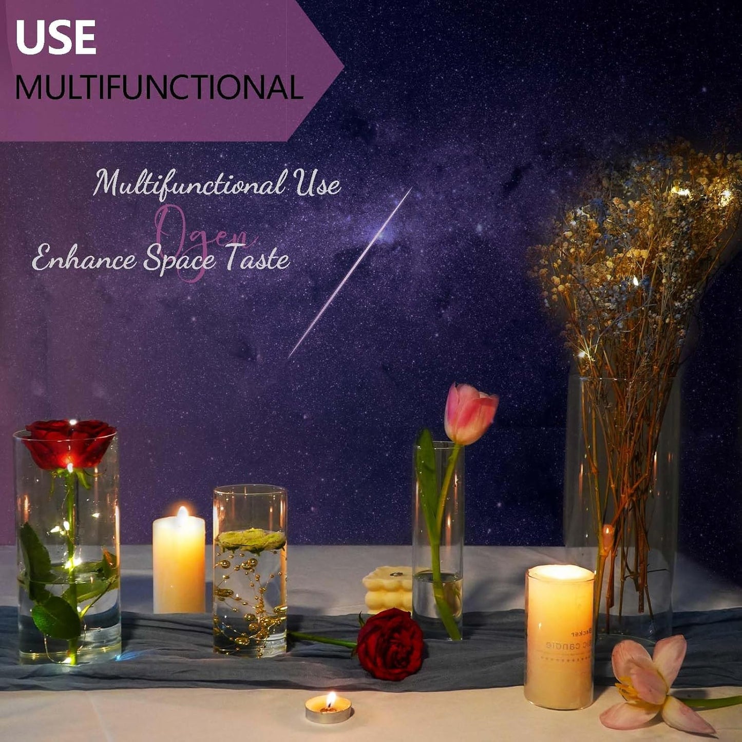 60pcs New & Improved Glass Vase Cylinder Vases for Centerpieces Small Flower Glass Clear Vases Home Decor Centerpiece Table Flower Vase Decorations for Wedding Decoration＆Holiday Mixed Sizes Tall