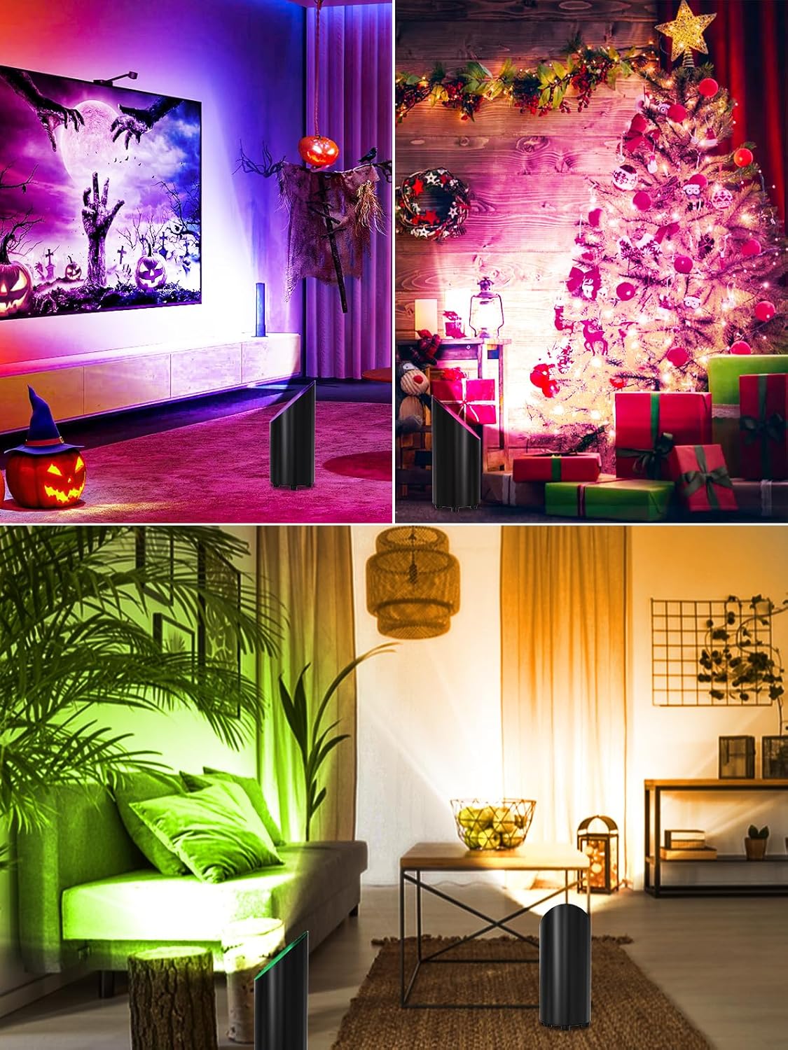 ZUCKEO RGB Floor Can Lights Indoor Spotlight LED Uplighting, 5W Indoor Color Changing Spot Light GU10 Bulb Accent Up Lighting for Plant Corner Christmas, 5.25FT Plug in Cord & Switch, 4Pack