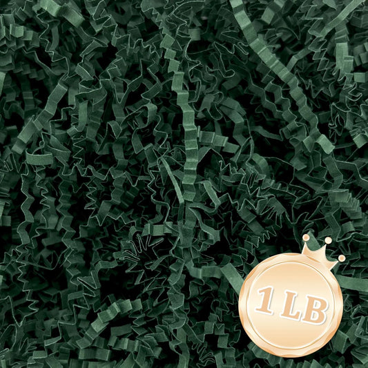 Zankubom 1 LB Dark Green Crinkle Cut Paper Shred Filler Great for Gift Wrapping, Basket Fillers, Birthday, Gift Wrapping, Anniversary, Halloween Thanksgiving Christmas Party Decor Filling Supplies