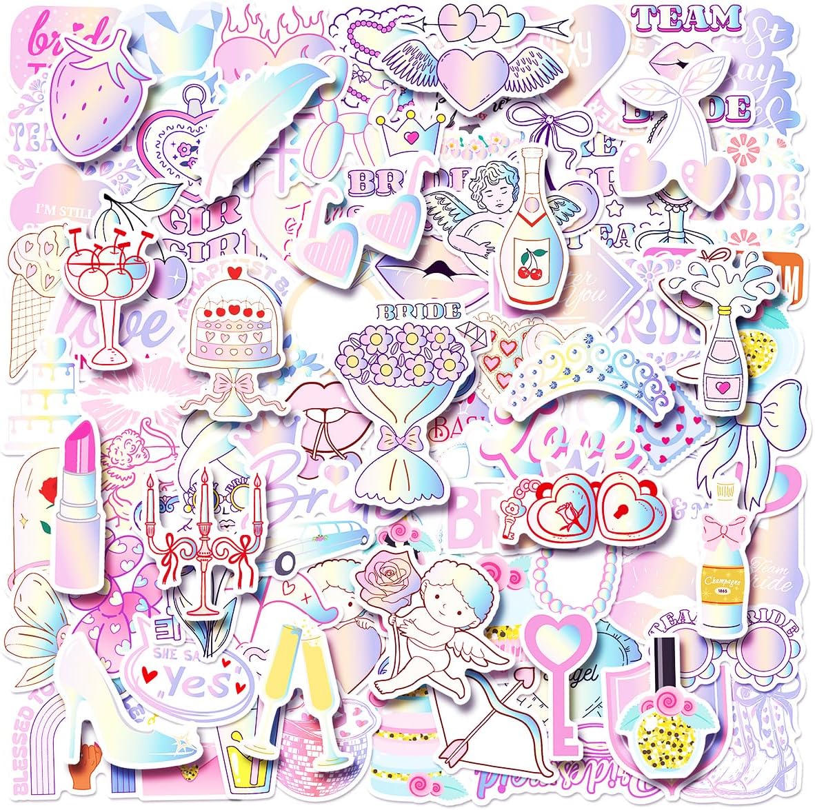 100pcs Bachelorette Theme Waterproof Vinyl Stickers - Bachelorette Decor & Party Favors, Bridesmaid Favor + Bride to Be