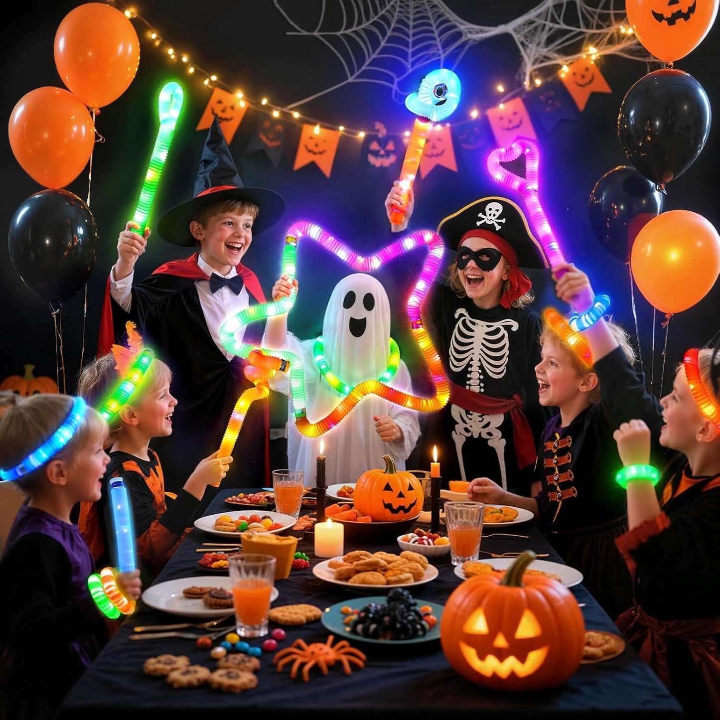 LovesTown 24PCS Glow Sticks Bulk Party Pack, Light Up Party Favors Supplies for Kids, Halloween Decorations Christmas Goodie Bag Stuffers for Boys Girls