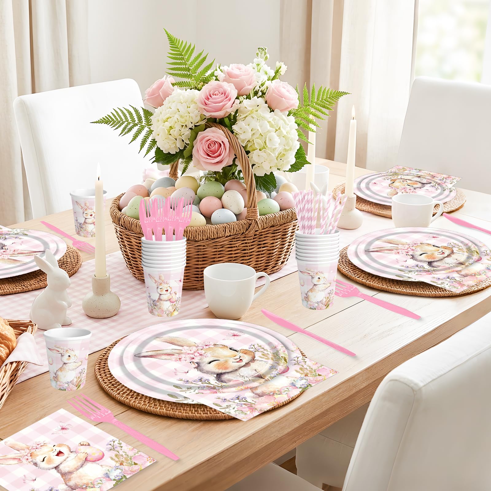 142 Pcs Happy Easter Plates and Napkins Easter Party Decorations