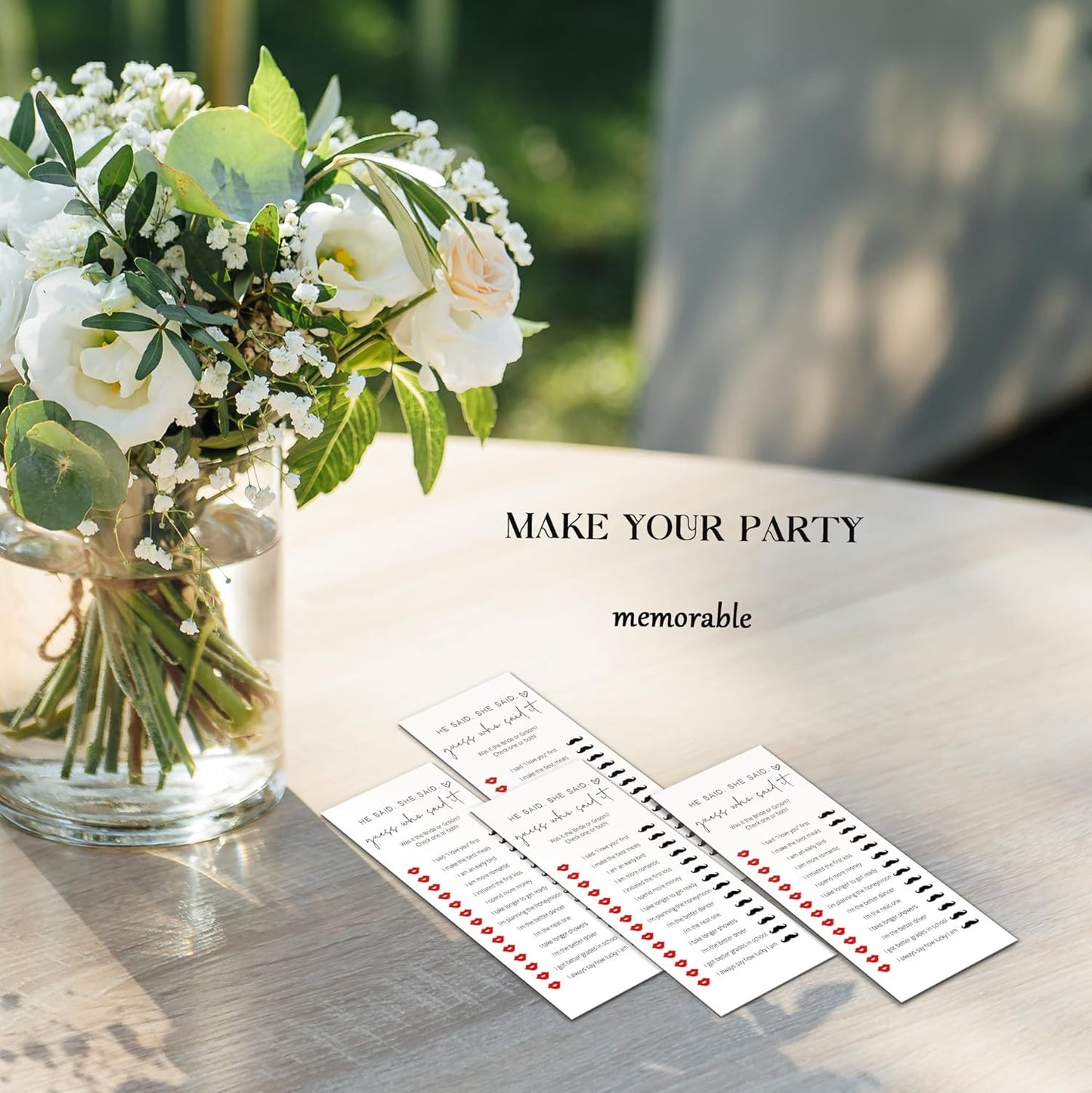 Bridal Shower Games, He Said She Said, 25Pcs 4x9inch Minimalist White Double-Sided Bridal Game Cards, Wedding Shower Games for Guests, Engagement Bachelorette Party Supplies - A12