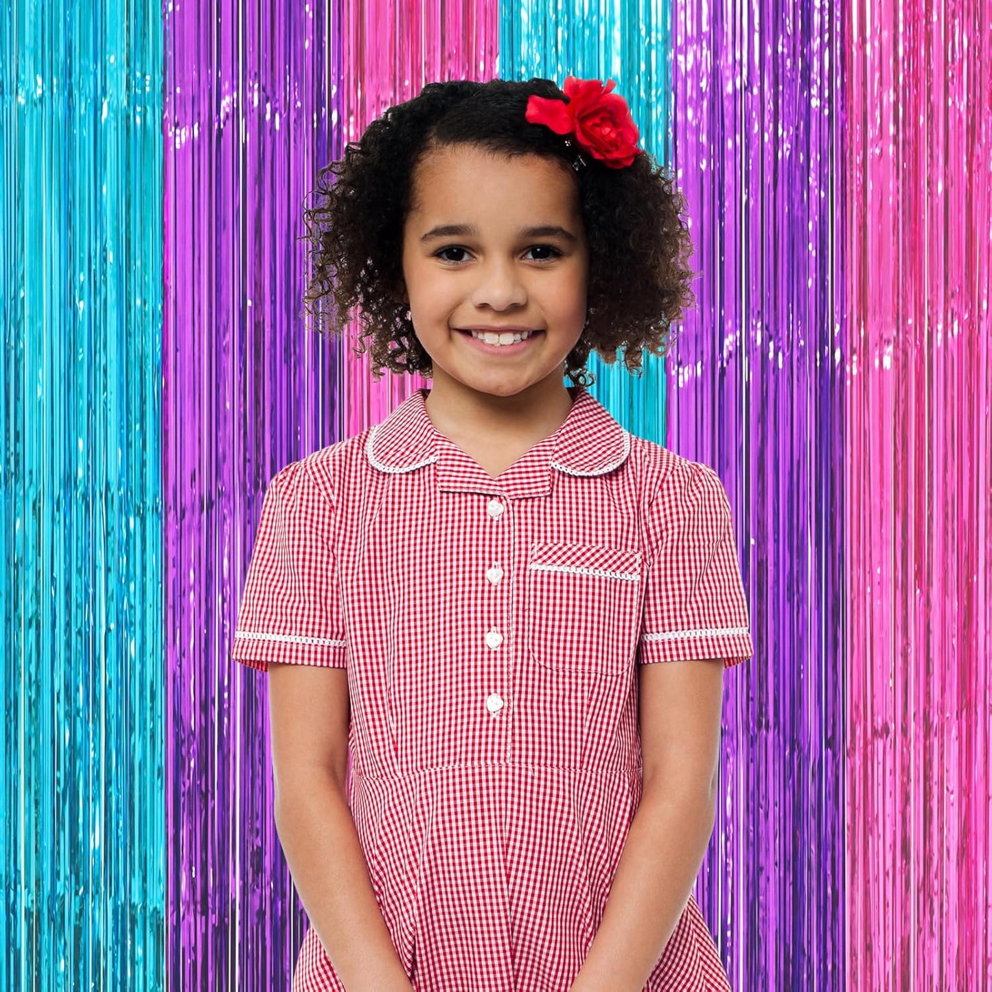 2 Pack Blue Purple Pink Foil Fringe Backdrop Curtains, Tinsel Streamers Party Decorations, Fringe Backdrop, Door Shimmer for Mermaid or Birthday Party