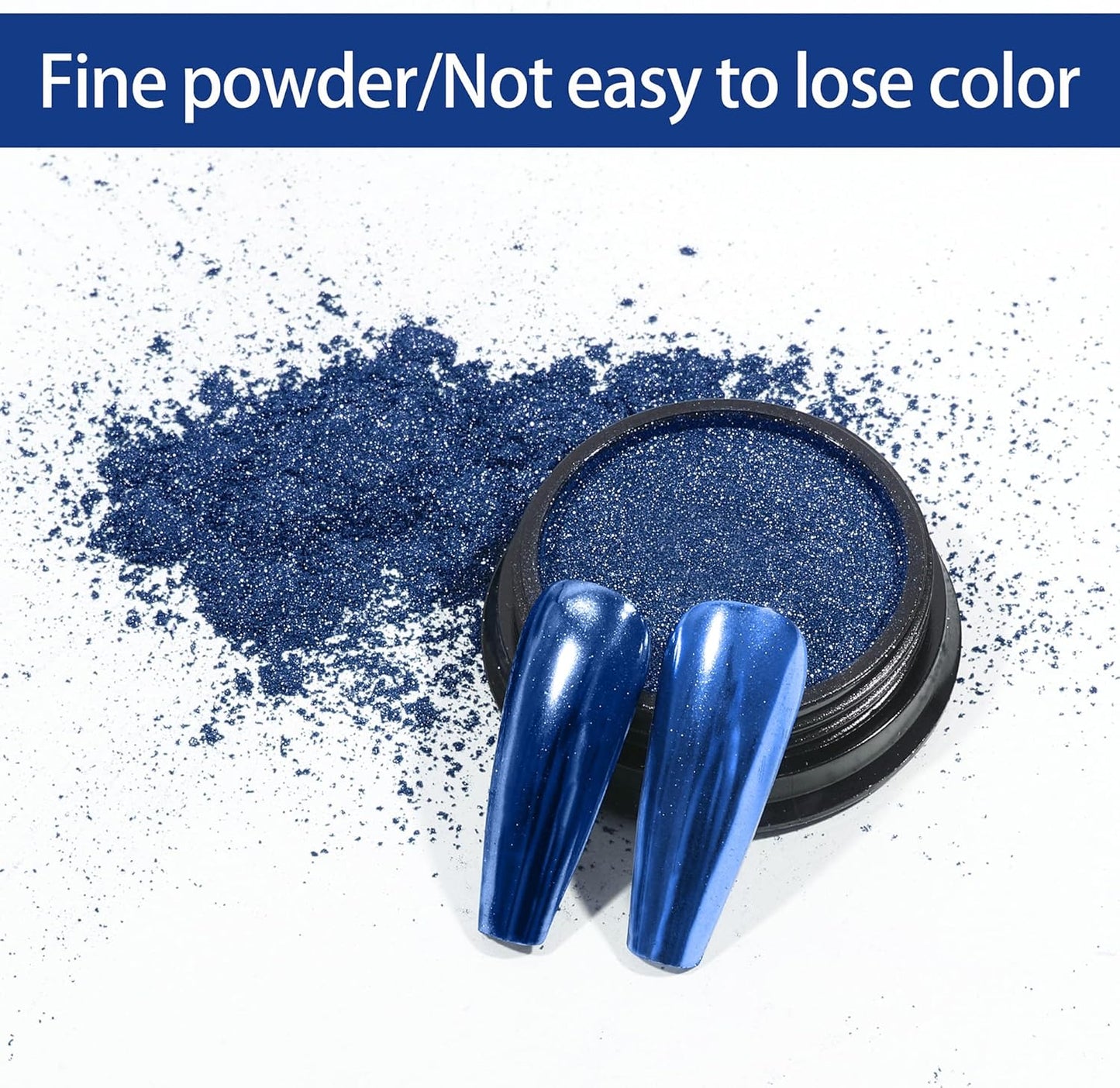 Artdone Chrome Nail Powder, Dark Blue Iridescent Aurora Powder Metallic Mirror Effect Pigment Pearlescent Mermaid Pigment Pearl Glitter Dust Kit, Nail Art Decoration, Resin Craft