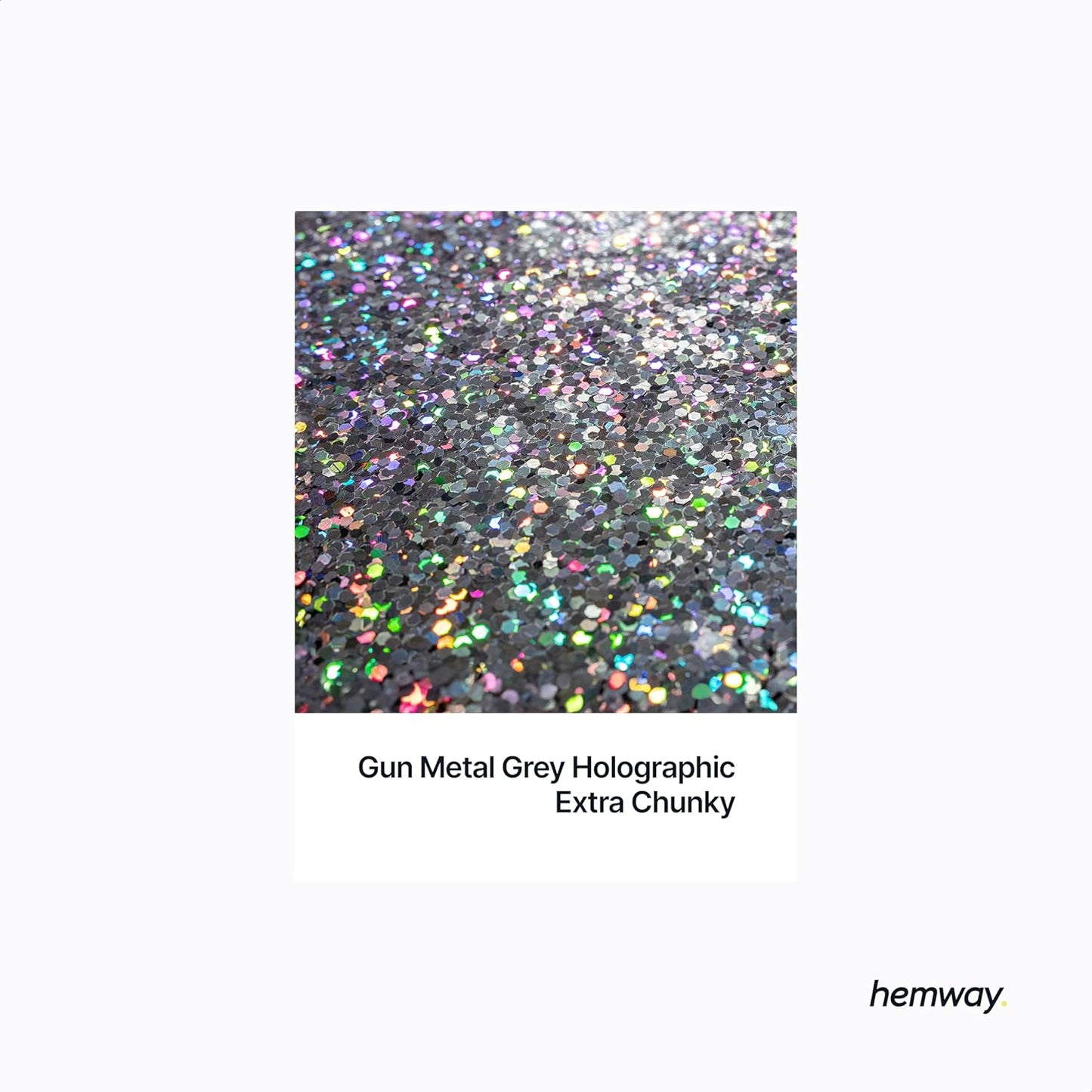 Hemway Eco Friendly Biodegradable Glitter 100g / 3.5oz Bio Cosmetic Safe Sparkle Vegan For Face, Eyeshadow, Body, Hair, Nail And Festival - Extra Chunky (1/24" 0.040" 1mm) - Gun Metal Grey Holographic