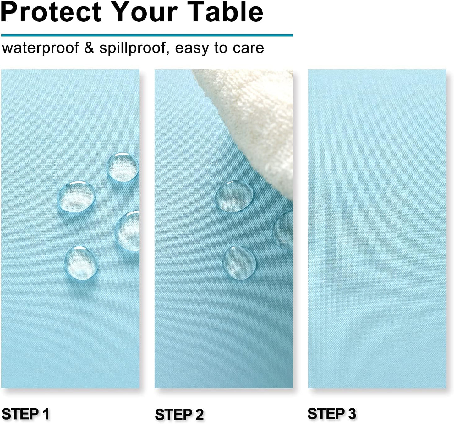 Hiasan Small Tablecloth for Square Tables - Waterproof and Spillproof Washable Fabric Table Cloth for Spring Dining, Outdoor Picnic (Sky Blue, 40 x 40 Inch)