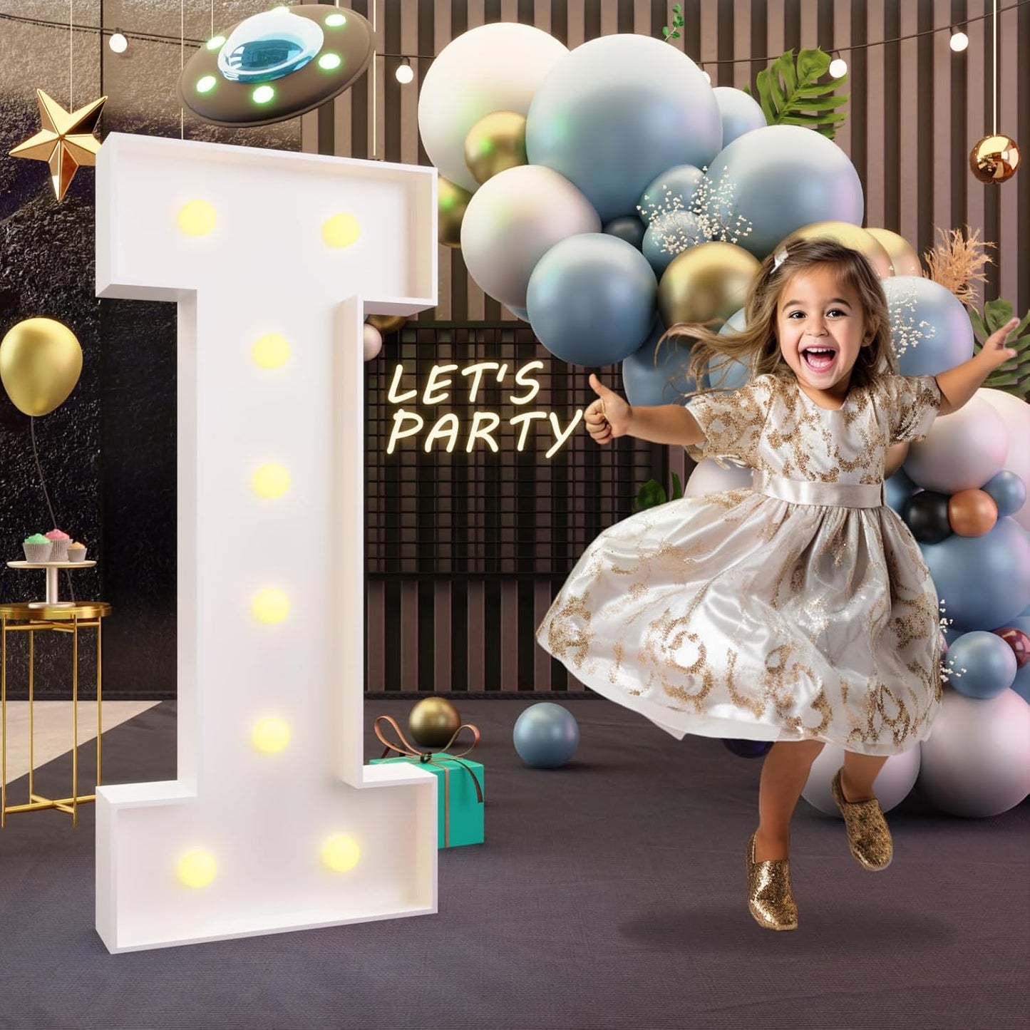 imprsv Marquee Light Up Letters, 3FT Marquee Letters for Birthday Baby Shower Wedding Decorations Light Up Letters for Engagement Party Decor, Large Marquee Letters for Party Decorations, Letter I