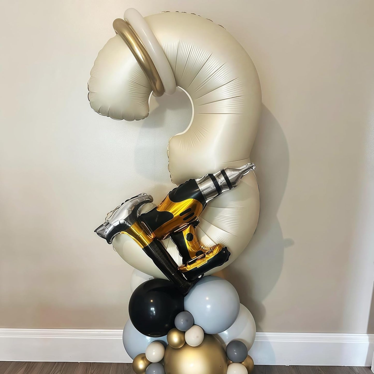 Cream 4 Balloon Number 40 Inch Cream White Number 4 Balloon Helium Mylar 4 Balloon for Birthday Party Decoration