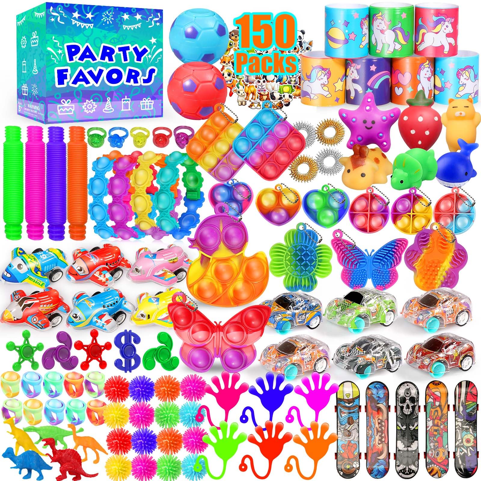 Party Favors for Kids 8-12 4-8, 150-Pack Fidget Toys Bulk, Treasure Box Toys for Classroom