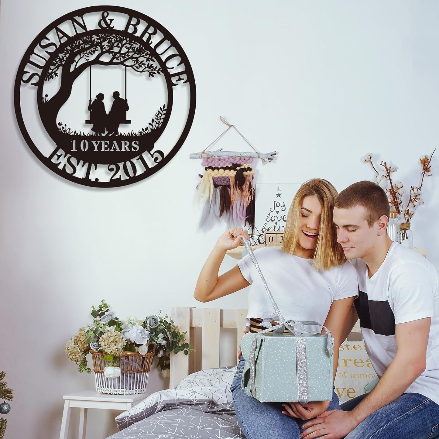 Personalized Wedding Anniversary Sign Gifts,Custom 50th 40th 65th 60th 25th 20th 10th 5th 70th Anniversary Metal Sign,Wedding Gifts for Couples,House Warming Gifts New Home,Custom Name Sign