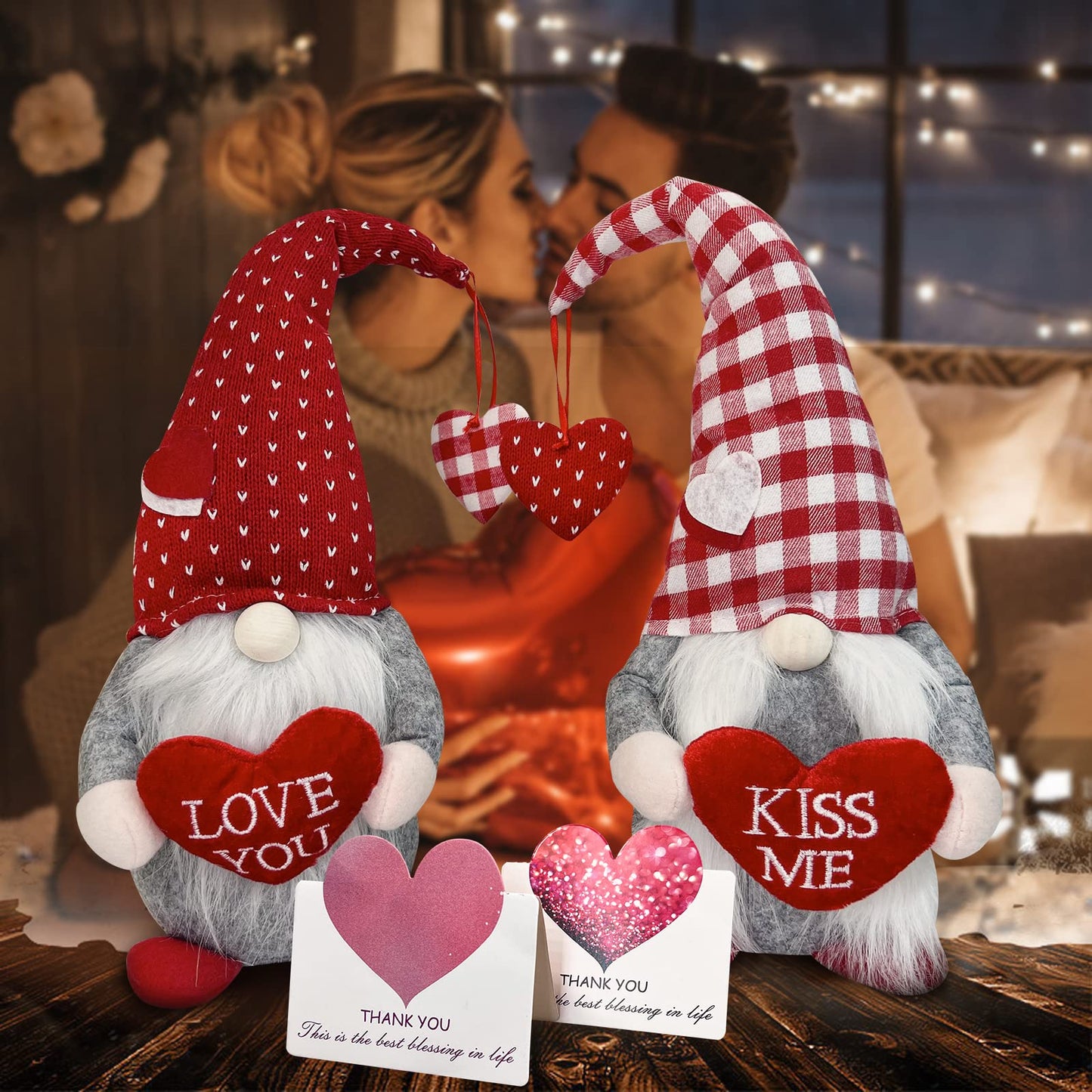 MPINOI Valentines Day Gnome Decor - 2Pcs Valentine Gnomes Plush Home Table Decorations, Mr & Mrs.