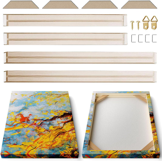 4pcs DIY Wooden Canvas Stretcher Bars Canvas Frame Kit for Gallery Wraps ??Sturdy Solid Wood Bars for Oil Paintings, Gallery, Posters, Diamond Painting, Home Studio Wall Decor