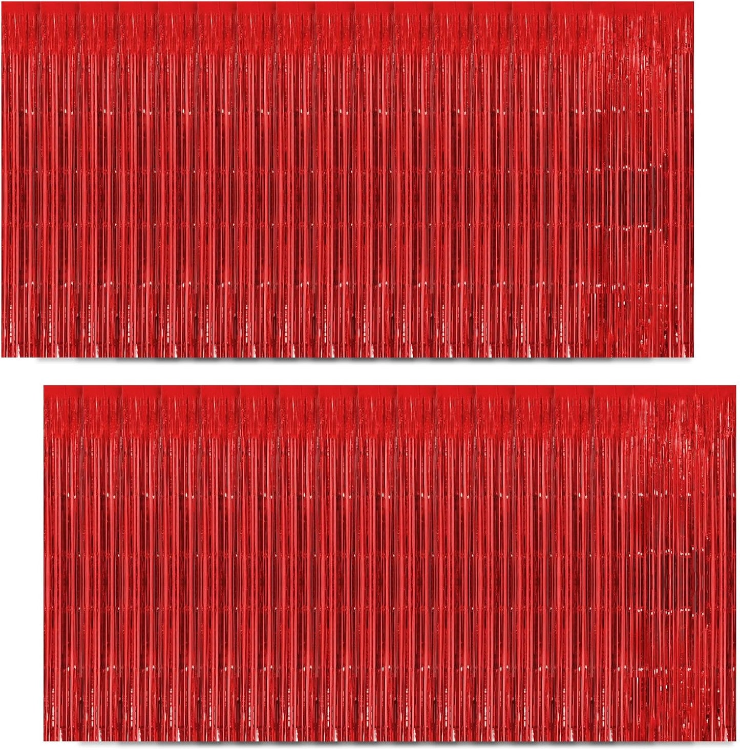 30 Pack Red Foil Fringe Curtain Backdrop, 3.3x8.2 Feet Metallic Tinsel Streamer Curtains Photo Booth Props for Wedding/Anniversary/Bridal Shower/Christmas/New Year/Valentine's Day Party Decorations