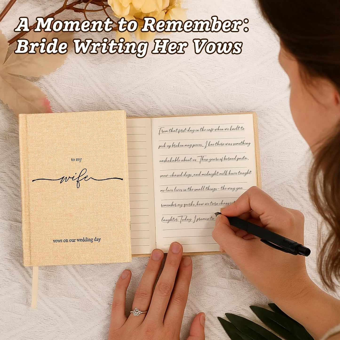 Wedding Vow Books His and Hers- Hard Cover Vow Books - Set of 2 with Silk Bookmarks & 40 Lined Pages - His & Hers Gifts Wedding Vow Book -Renewal & Wedding Must Haves (to My Husband/Wife)