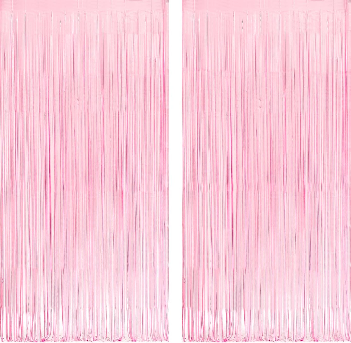 Pastel Pink Party Backdrop Decoration - GREATRIL Baby Pink Foil Fringe Streamers for Baby/Boo Day/Valentines/Cowgirl/Sweet/Cloud/Unicorn/Princess/Bow Themed - 3.2ft X 8.2ft - 2 Packs