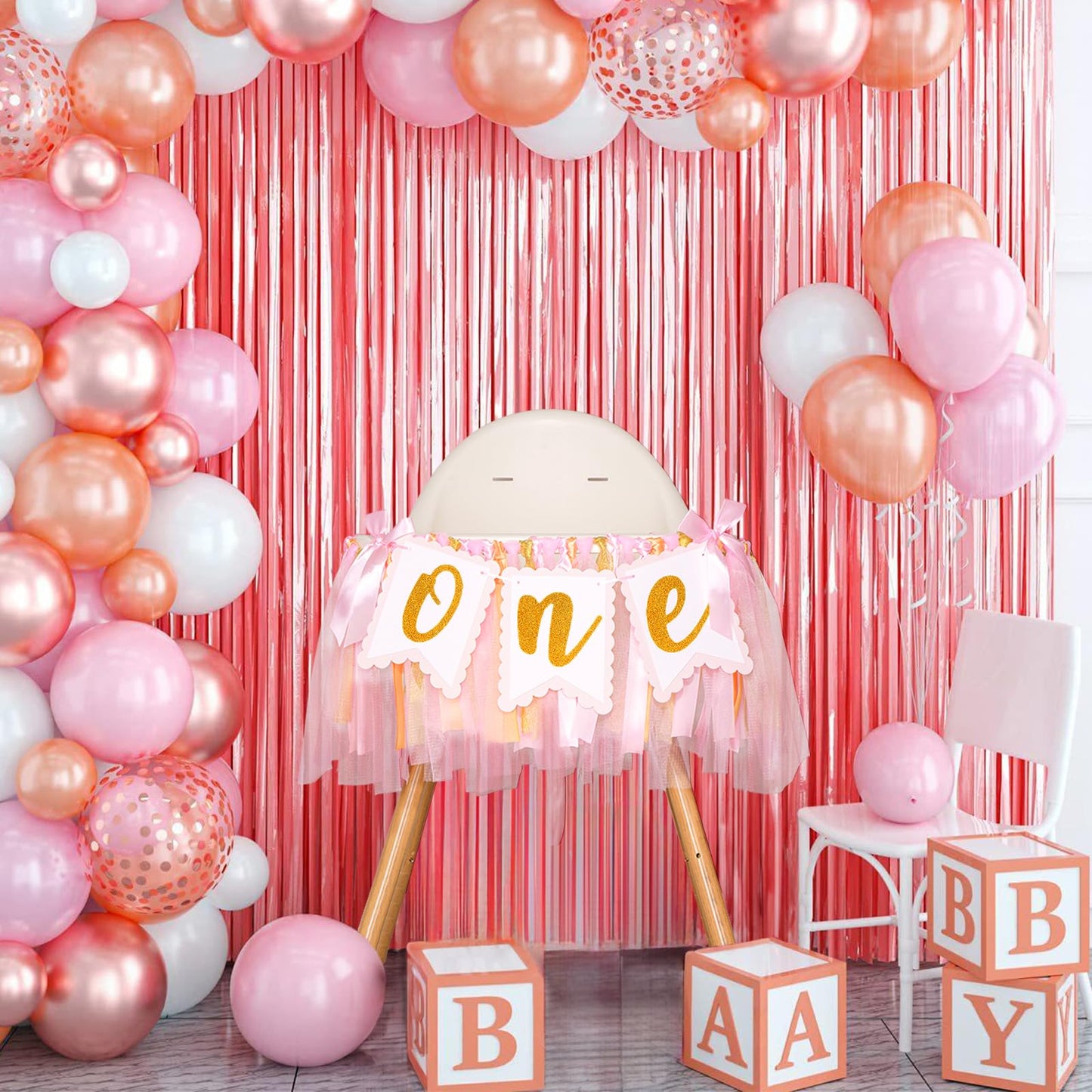 1st Highchair Banner Birthday Girl - NO DIY First Birthday Highchair Banner Pink One Year Old