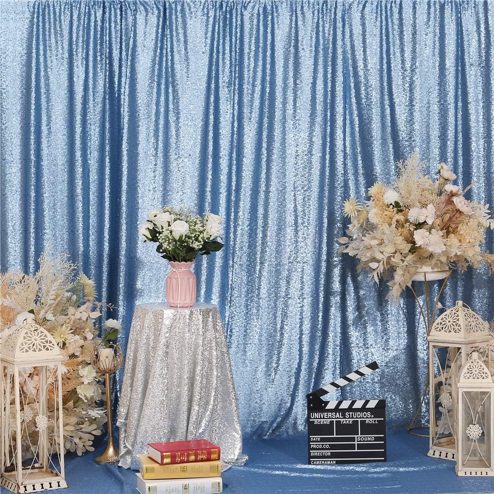 Eternal Beauty Baby Blue Sequin Backdrop, 10x10 Ft Glitter Background Curtains for Shimmer Photography Party Wedding Birthday Back Drop Decor