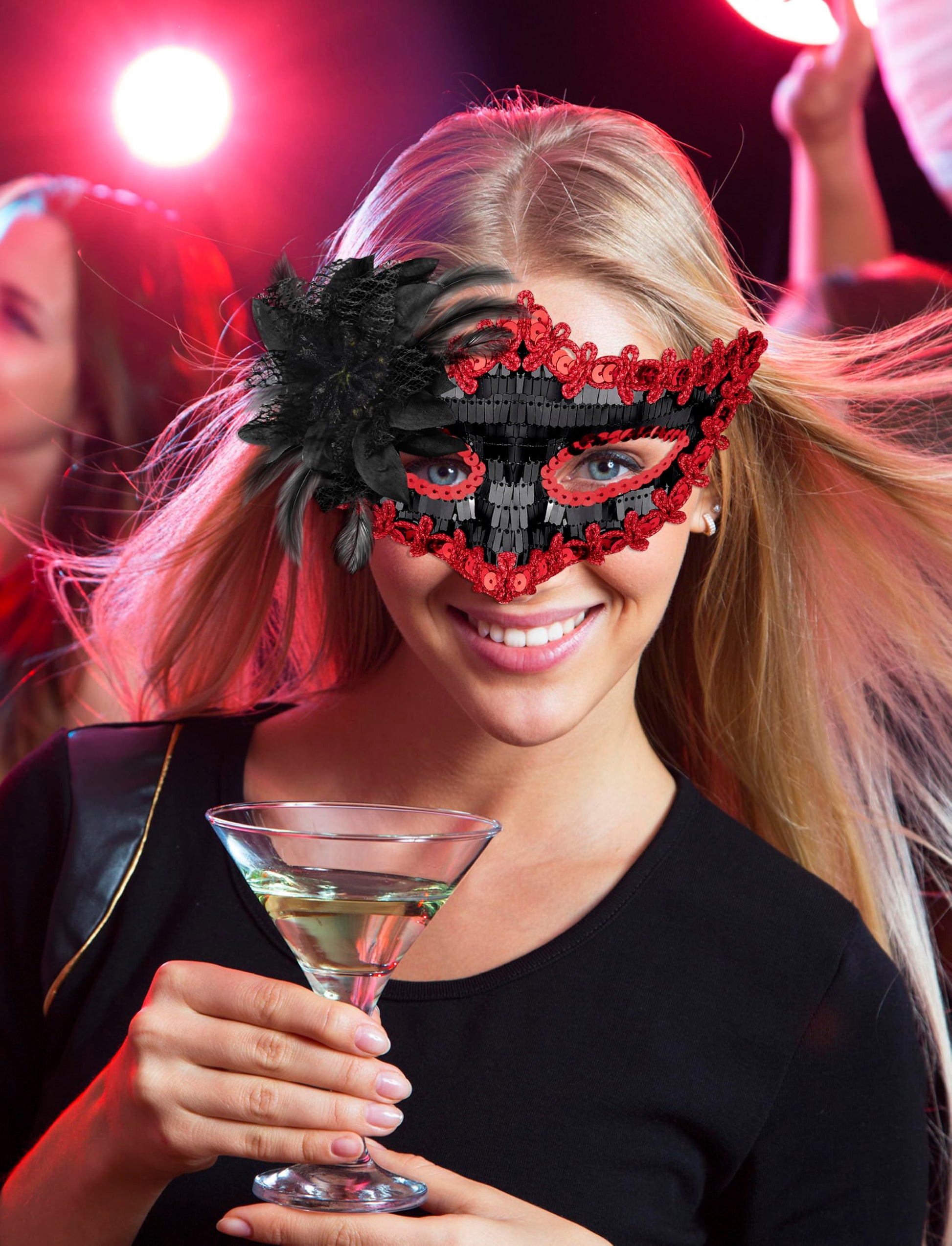 SIQUK 8 Pieces Couple Masquerade Mask Set Venetian Party Masks Mardi Gras Mask Costume Masks for