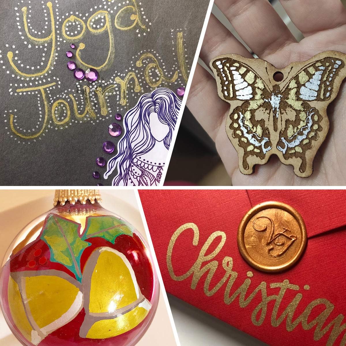 Paint Pen Gold Silver Metallic Permanent Acrylic Markers Set for Fabric Glass Rock Wooden Ceramic Leather Tire Painting, 0.7mm Extra Fine Tip (3pcs Gold+3pcs Silver)