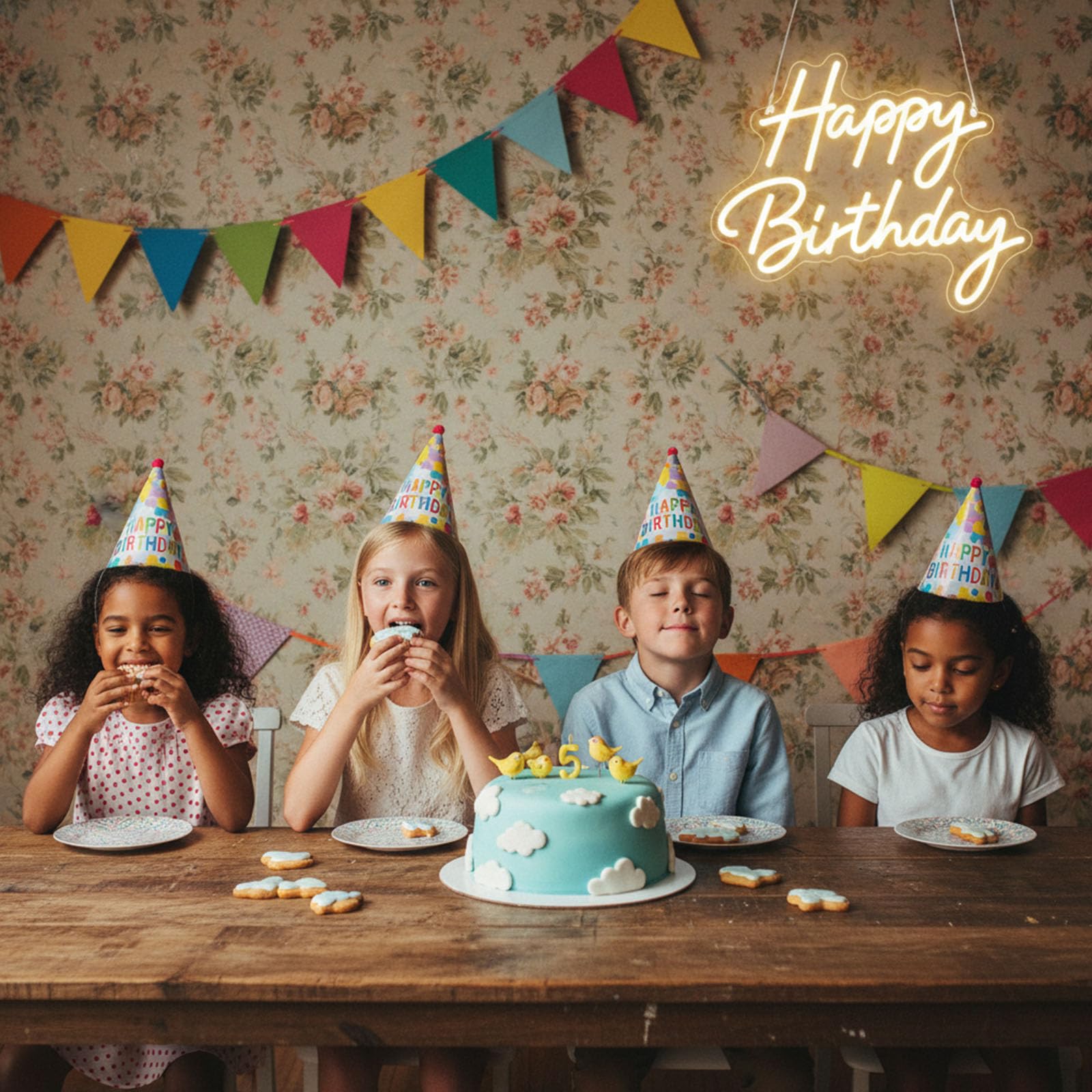 Happy Birthday LED Neon Sign for All Birthday Party Decoration Backdrop