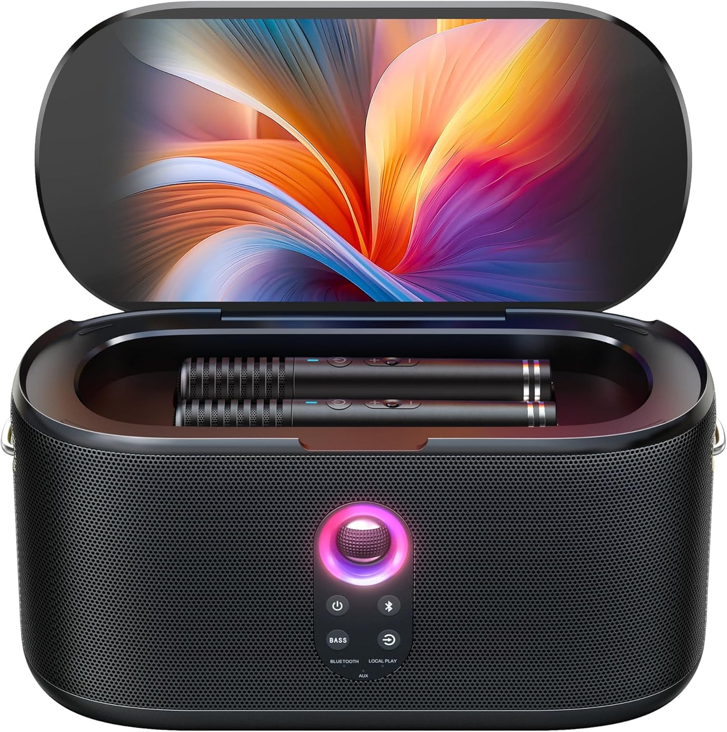 Ikarao Karaoke Machine for Adults, with Lyrics Display, Karaoke System for YouTube, 280W Speaker, Autotune & EQ, Connect to TV, Portable PA System with 2 Wireless Microphones for Home Outdoor Party