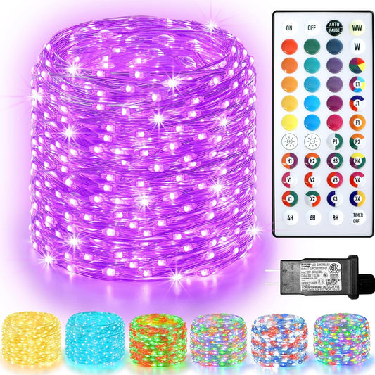200 LED Christmas Fairy Lights Color Changing, 66 FT 35 Colors Halloween String Lights with Remote, Purple Orange LED Fairy Lights for Bedroom Halloween Xmas Wedding Home Party Indoor Decor