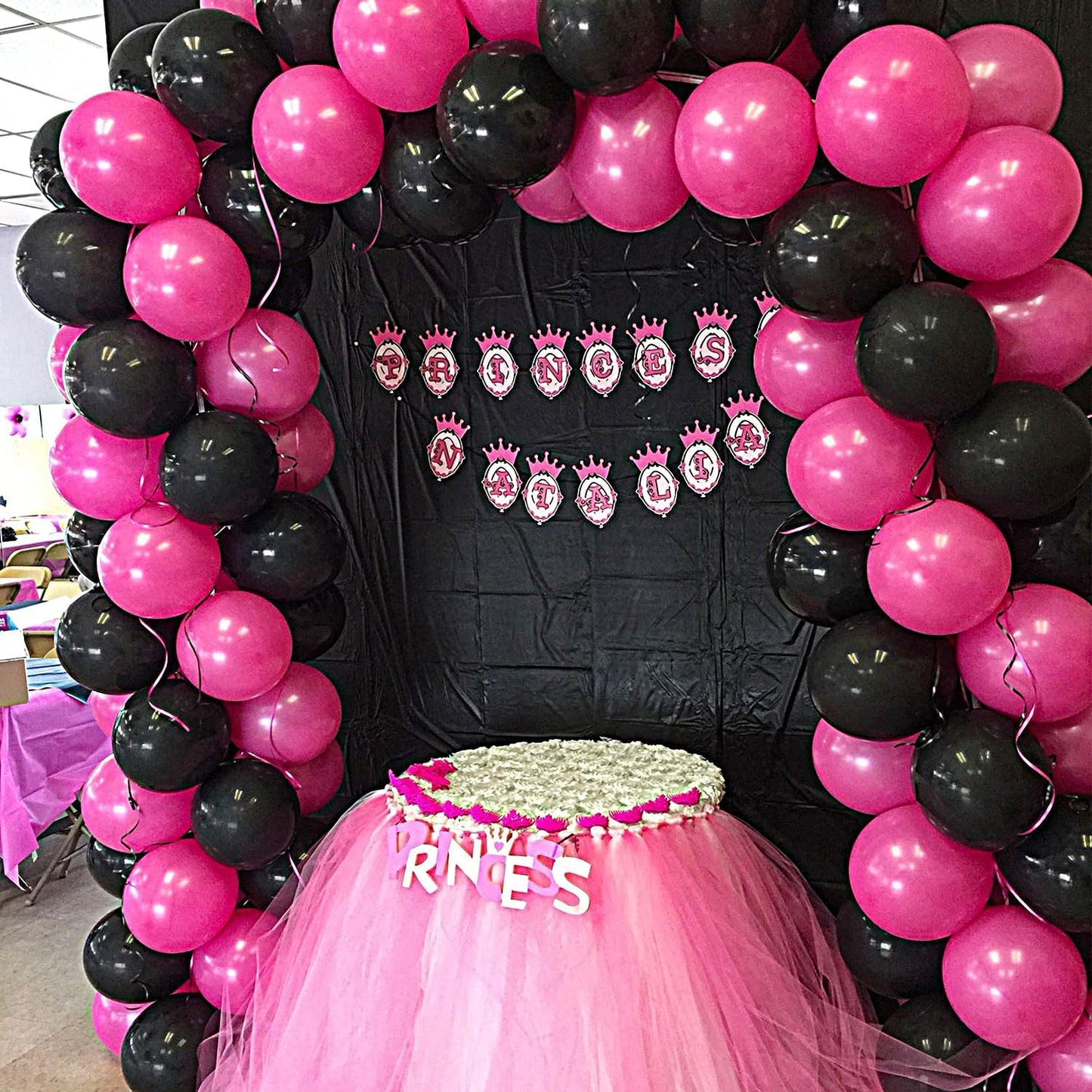 110pcs Hot Pink Balloons 12 Inch Fuschia Latex Balloon Garland Arch Kit for Birthday Baby Shower Anniversary Graduation Wedding Party Decorations