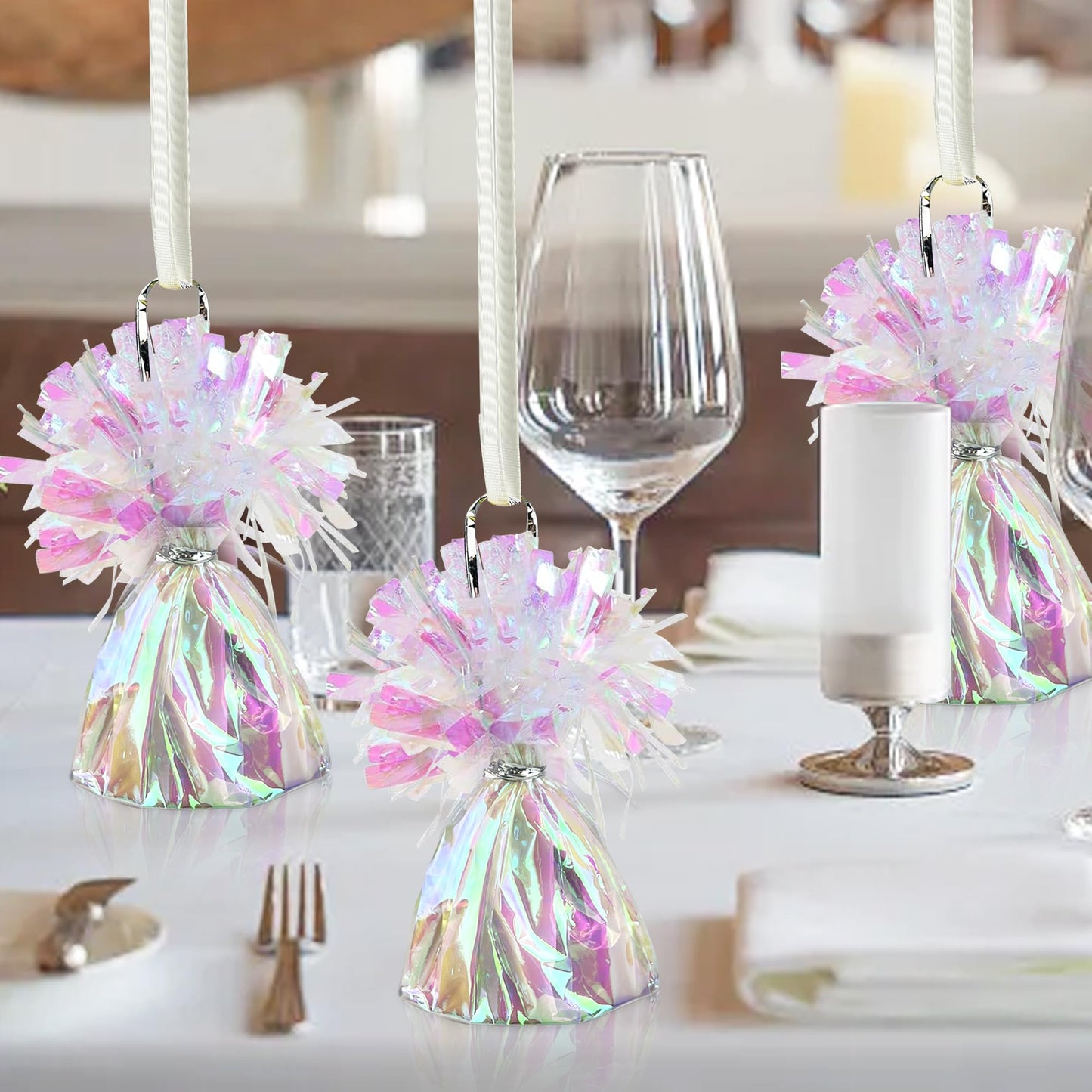 16 PCS Metallic Wrapped Balloon Weights Opalescent Heavy Balloon Weight for Balloons Birthday Party