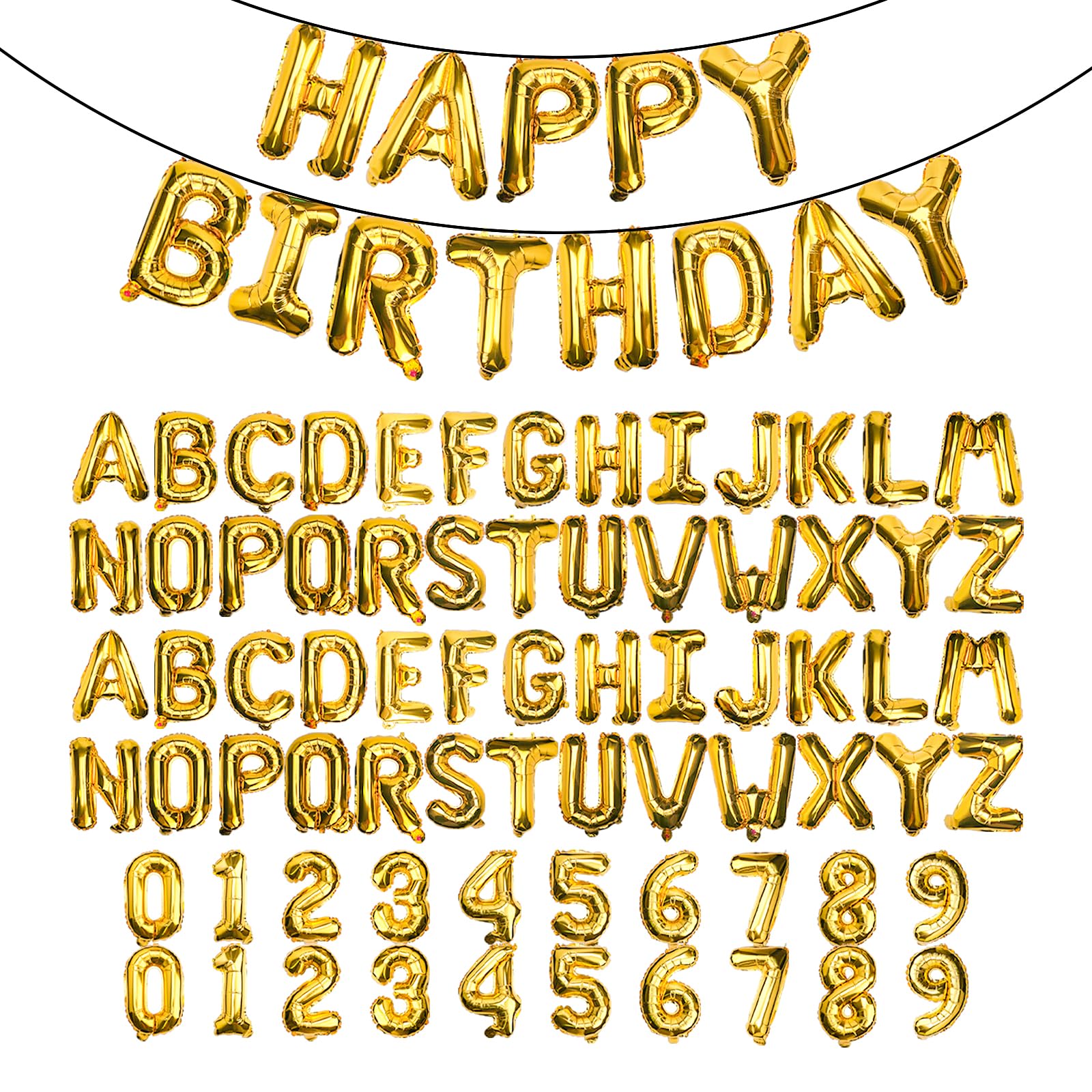 85 Pcs Gold Letter Balloons,16 Inch Foil Alphabet Number Double Set