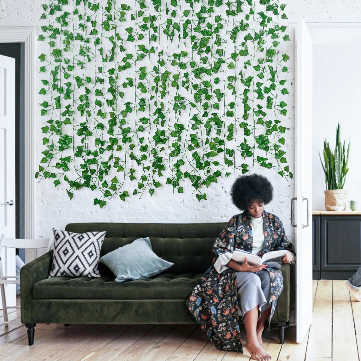 Freyalife Fake Vines for Room Decor(12 Pack 84 Feet) Aesthetic Artificial Plant Ivy Leaves Hanging