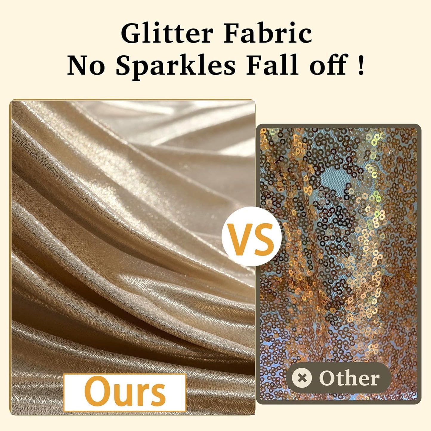 10x10 ft Champagne Sequin Backdrop Curtain Panels for Parties, Wrinkle Free Glitter Photo Backdrop Drapes 2 Panels 5x10FT Shimmer Back Drop Cloth for Wedding Birthday Christmas Photography Background