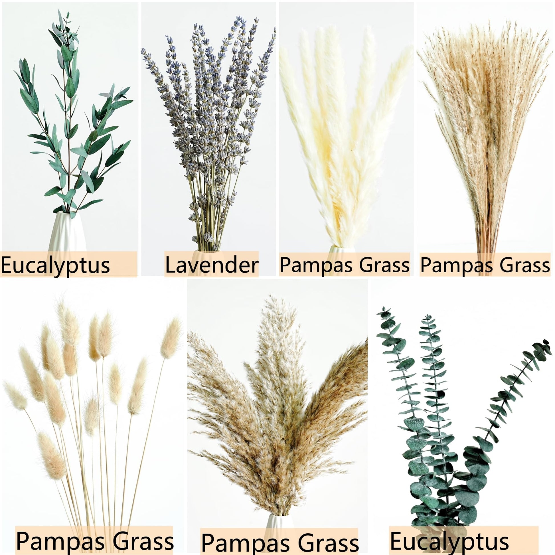 Green Pampas Grass Boho Bouquet – Exquisite Lavender and Eucalyptus Dried Flower Arrangements for