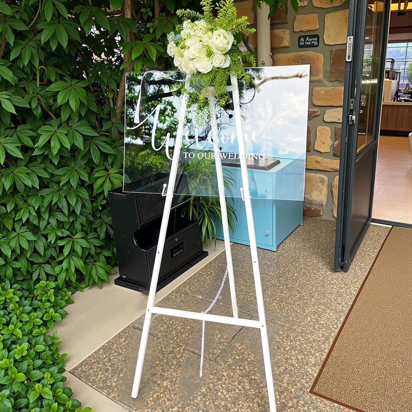 GRENTY 46.7" Easel Stand for Wedding Signs ??No Assembly Needed, Heavy Duty Metal Display Stand for Art, Welcome Signs, Posters, Pictures, Paintings, and Floor Décor