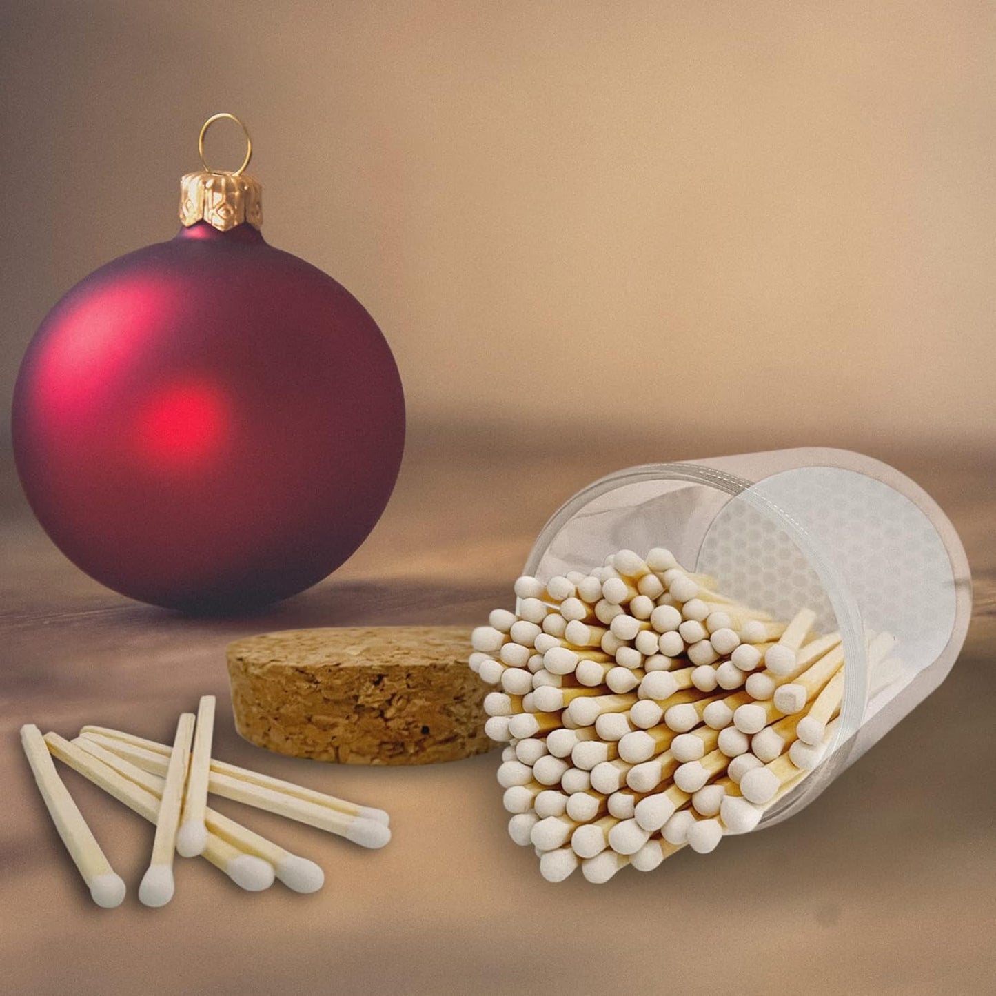 2" Matches in a Chic Jar + Striker Stickers Included | 100 Matchsticks in The Color of Your Choice | Decorative Safety Matches with a Cork Top Glass Holder | Gifts & Home Decor by Thankful Greetings