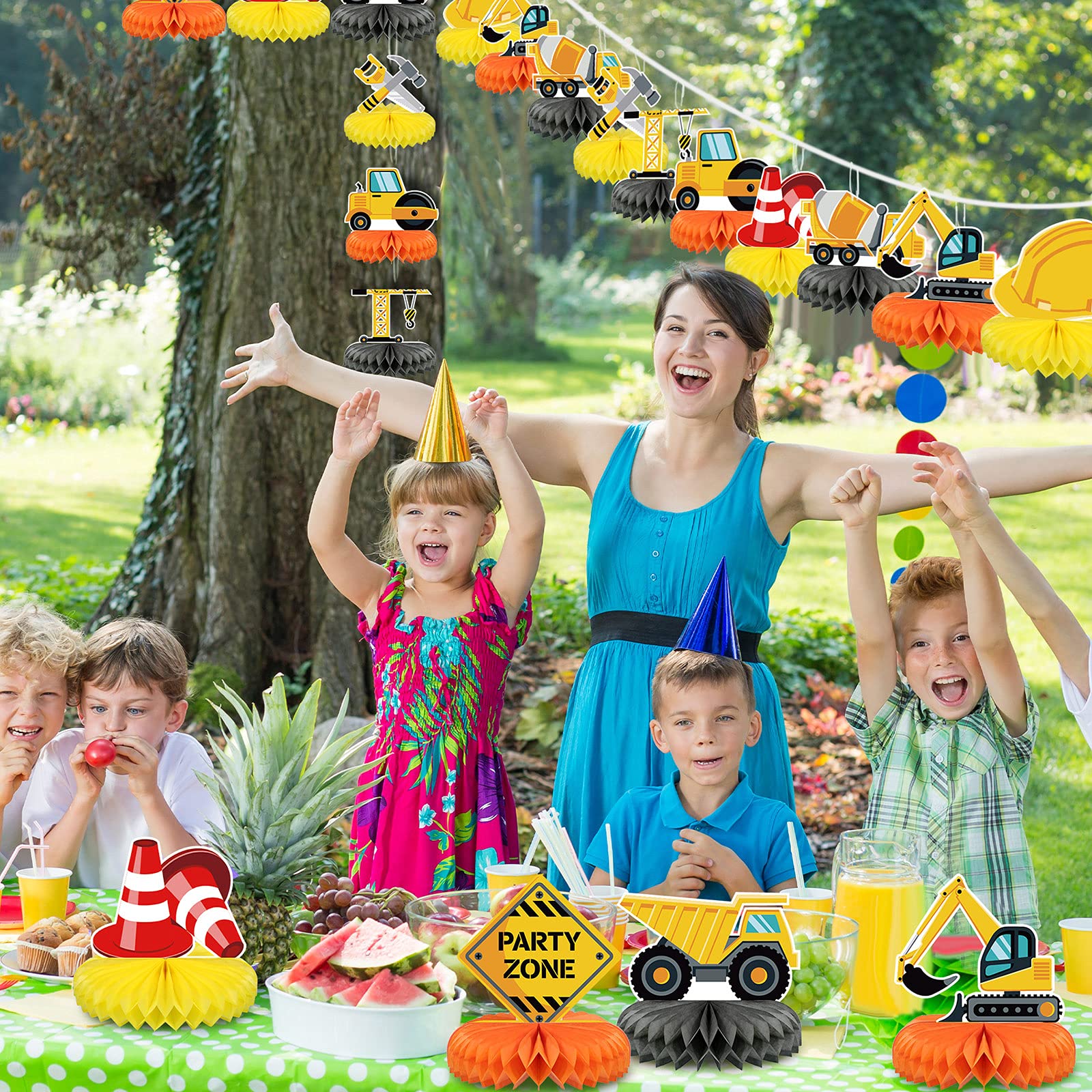 9 Pcs Construction Party Honeycomb Centerpieces for Birthday Table Decor