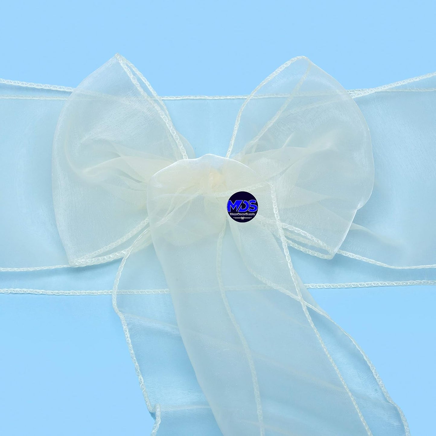 MDS Pack of 300 PCS Organza Chair Sashes Wider Dining Chair Bows Ribbon Tie Back for Wedding Party Birthday Bridal Shower Reception Event Banquet Home Chair Cover Decoration - Ivory