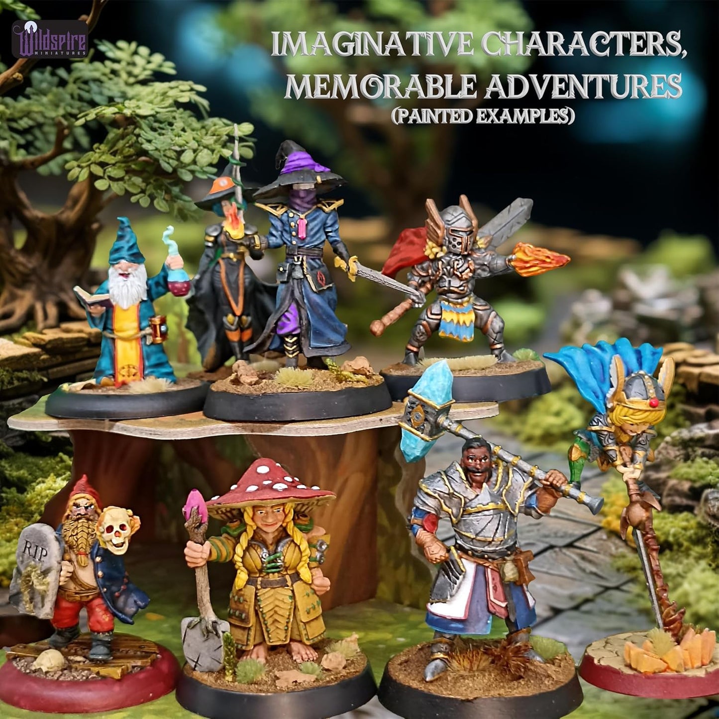 Wildspire Spellblades - Hero Player-Characters & NPC for DND Miniatures Unpainted Bulk 28mm-32mm Scale Dungeons & Dragons Minis D&D Figures Pathfinder DND Minis Accessories for Fantasy Tabletop Games