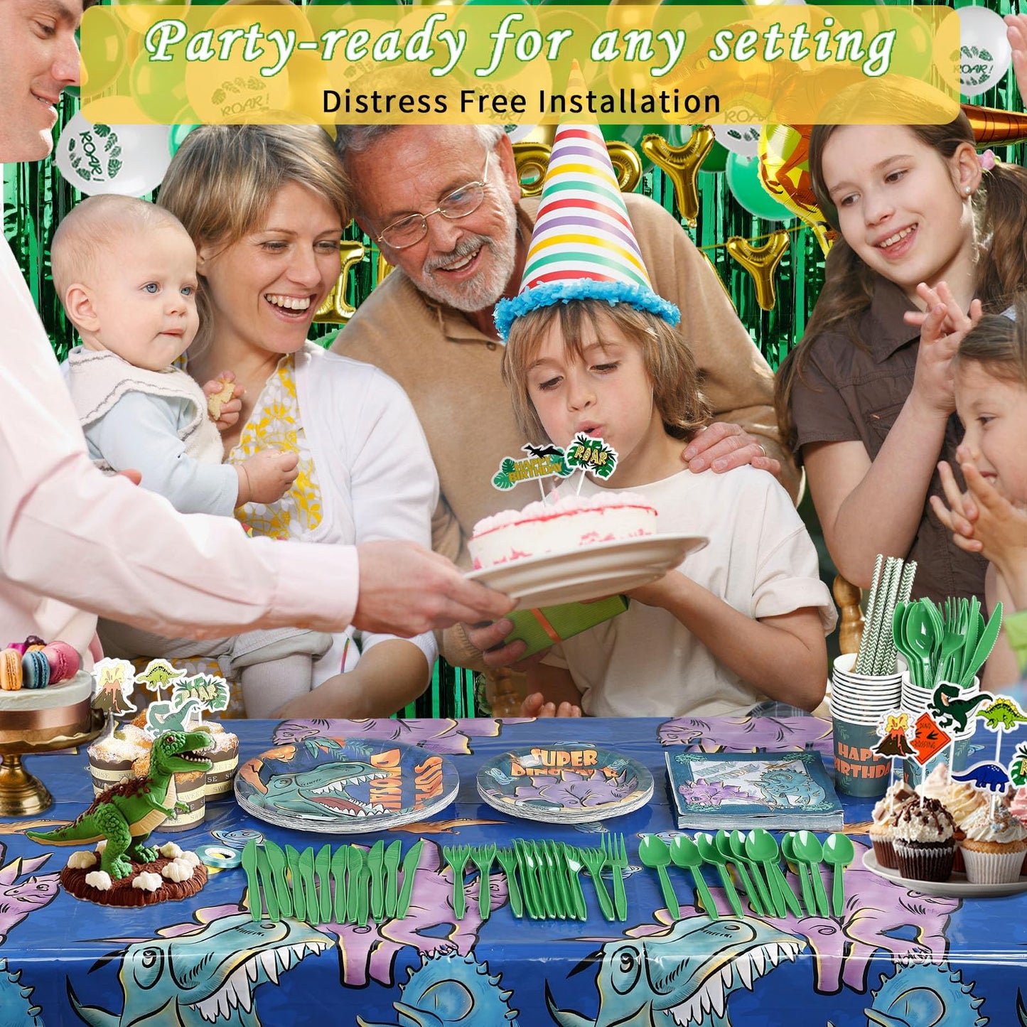 Dinosaur Birthday Party Supplies Kit For Boys, Dinosaur Party Decorations-20 Guest-Include Dino