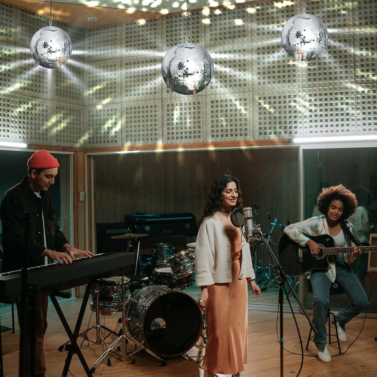 Yescom 2PCS 12" Large Disco Ball Mirror Big Hanging Glass Decoration for 70s 80s Party Events Wedding DJ Dance Club Bar Stage Lighting Business Holiday Home Decor Silver