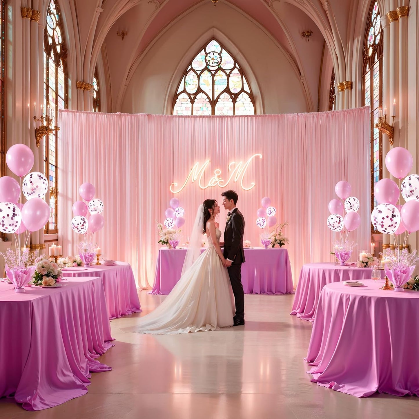 4 Set Pink Balloon Table Centerpieces for Birthday Parties, Balloon Stand Kit with Pink Balloons for Table Decoration