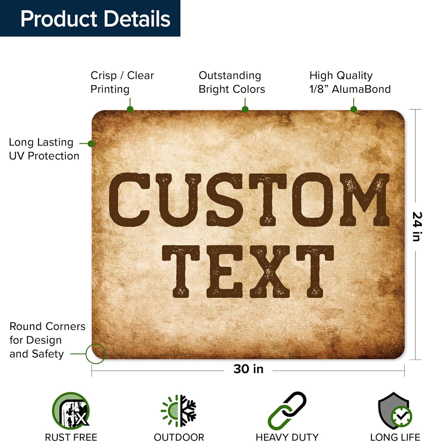 Custom Sign, Custom Street Sign, 11 Font Colors, 13 Font Styles, 4 Hole Options, 22 Sizes, 24x30 Inches, Rust Free DiBound, Fade Resistant, Made in USA by My Sign Center (Vintage)