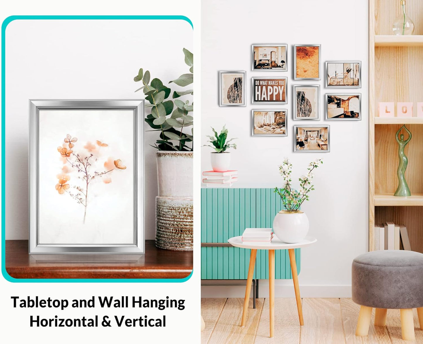 LaVie Home 5x7 Picture Frames (12 Pack, Silver) Simple Designed Photo Frames for Wall Mount Display, Set of 12 Classic Collection