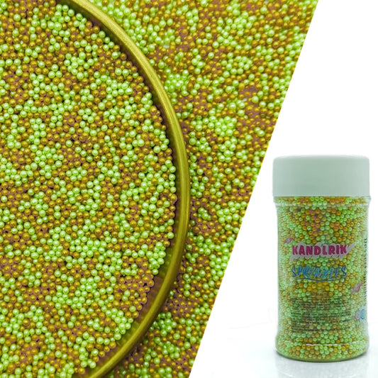 St. Patricks Day Edible Green & Gold Sprinkles Candy 2mm Mini Pearls Cake Decorations Cupcake Toppers Cookie Decorating Perfect for Wedding Party Valentine Halloween Christmas Supplies 3OZ